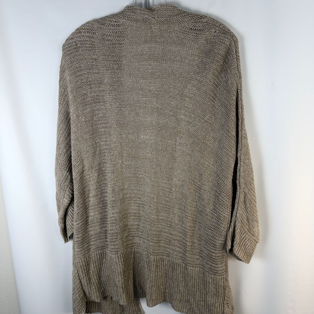Chicos XL Linen Blend Women Open Front Cardigan 3/4 Sleeve Knit Normcore Pocket - Picture 7 of 9